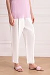 Brunello Cucinelli Pants made of viscose and linen for women white - 73% viscose, 27% linen. two side, two back pockets. Country of manufacture: Italy. Care: specialized cleaning - photo 3