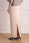 Maxi skirt for women beige Brunello Cucinelli - 63% silk, 32% viscose, 5% elastane. Closure: zipper. Country of manufacture: Italy. Care: specialized cleaning - photo 4