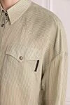 Brunello Cucinelli Blouse made of cotton and silk for women green - stripe pattern. 74% cotton, 26% silk. two chest pockets. Country of manufacture: Italy. Care: specialized cleaning - photo 5