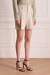 Brunello Cucinelli Shorts made of linen for women beige - 100% linen. Closure: button, zipper. two side, two back pockets. Country of manufacture: Italy. Care: specialized cleaning - photo 3