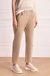 Brunello Cucinelli Брюки из хлопка женские бежевые - 100% хлопок. молния. два боковых, два задних кармана. Страна производитель: Италия. Уход: специализированная чистка - фото 3