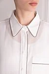 Brunello Cucinelli Blouse made of cotton for women white - contrast edging. 100% cotton. Closure: buttons. chest pocket. Country of manufacture: Italy. Care: specialized cleaning - photo 5