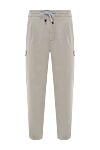 Brunello Cucinelli Брюки из хлопка и эластана мужские бежевые бежевые - защипы. 93% хлопок, 3% эластан. кулиска, молния. два боковых кармана, два задних кармана. Страна производитель: Италия. Уход: специализированная чистка - фото 1