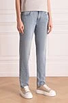 Brunello Cucinelli Джинсы из хлопка женские голубые - обработка Stone wash. 100% хлопок. молния, пуговица. два боковых, два задних кармана. Страна производитель: Италия. Уход: специализированная чистка - фото 3