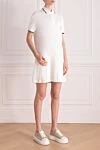 Brunello Cucinelli White knitted cotton dress for women - contrast edging, logo. 100% cotton. Closure: buttons. chest pocket. Country of manufacture: Italy. Care: specialized cleaning - photo 3