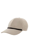 Brunello Cucinelli Beige linen and cotton cap for women - contrasting ribbon. 90% linen, 10% cotton. Country of manufacture: Italy. Care: specialized cleaning - photo 3