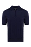 Cesare di Napoli Men's blue silk polo shirt - 100% silk. Closure: zipper. Country of manufacture: Italy. Care: specialized cleaning - photo 1