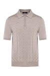 Cesare di Napoli Men's beige silk polo - textured pattern. 100% silk. Closure: zipper. Country of manufacture: Italy. Care: specialized cleaning - photo 1