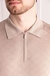 Cesare di Napoli Men's beige silk polo - textured pattern. 100% silk. Closure: zipper. Country of manufacture: Italy. Care: specialized cleaning - photo 5