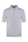 Cesare di Napoli Men's gray silk polo - textured pattern. 100% silk. Closure: zipper. Country of manufacture: Italy. Care: specialized cleaning - photo 1