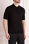 Cesare di Napoli Men's black silk polo - 100% silk. Closure: zipper. Country of manufacture: Italy. Care: specialized cleaning - photo 3