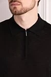 Cesare di Napoli Men's black silk polo - 100% silk. Closure: zipper. Country of manufacture: Italy. Care: specialized cleaning - photo 5