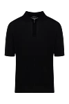 Cesare di Napoli Men's black silk polo - 100% silk. Closure: zipper. Country of manufacture: Italy. Care: specialized cleaning - photo 1