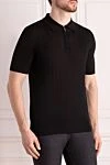 Cesare di Napoli Men's black silk polo - 100% silk. Closure: zipper. Country of manufacture: Italy. Care: specialized cleaning - photo 3