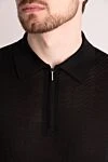 Cesare di Napoli Men's black silk polo - 100% silk. Closure: zipper. Country of manufacture: Italy. Care: specialized cleaning - photo 5