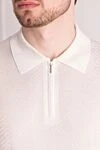 Cesare di Napoli Men's white silk polo - textured pattern. 100% silk. Closure: zipper. Country of manufacture: Italy. Care: specialized cleaning - photo 5