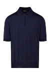 Cesare di Napoli Men's blue silk polo - textured pattern. 100% silk. Closure: zipper. Country of manufacture: Italy. Care: specialized cleaning - photo 1