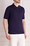 Cesare di Napoli Men's blue silk polo - textured pattern. 100% silk. Closure: zipper. Country of manufacture: Italy. Care: specialized cleaning - photo 3