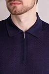 Cesare di Napoli Men's blue silk polo - textured pattern. 100% silk. Closure: zipper. Country of manufacture: Italy. Care: specialized cleaning - photo 5