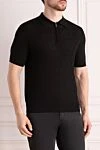 Cesare di Napoli Men's black silk polo - 100% silk. Closure: zipper. Country of manufacture: Italy. Care: specialized cleaning - photo 3