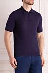 Cesare di Napoli Men's blue silk polo - 100% silk. Closure: zipper. Country of manufacture: Italy. Care: specialized cleaning - photo 3