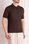 Cesare di Napoli Men's brown silk polo - textured pattern. 100% silk. Closure: zipper. Country of manufacture: Italy. Care: specialized cleaning - photo 3