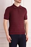 Cesare di Napoli Men's silk polo, burgundy - textured pattern. 100% silk. Closure: zipper. Country of manufacture: Italy. Care: specialized cleaning - photo 3