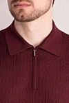 Cesare di Napoli Men's silk polo, burgundy - textured pattern. 100% silk. Closure: zipper. Country of manufacture: Italy. Care: specialized cleaning - photo 5