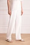 Brunello Cucinelli Брюки из хлопка женские белые - 100% хлопок. молния, крючок. два боковых, два задних кармана. Страна производитель: Италия. Уход: специализированная чистка - фото 3