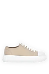 Miu Miu Sneakers made of cotton for women beige - contrast sole. 100% cotton. Closure: laces. Country of manufacture: Italy. Care: specialized cleaning - photo 1