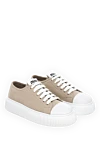 Miu Miu Sneakers made of cotton for women beige - contrast sole. 100% cotton. Closure: laces. Country of manufacture: Italy. Care: specialized cleaning - photo 3