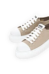 Miu Miu Sneakers made of cotton for women beige - contrast sole. 100% cotton. Closure: laces. Country of manufacture: Italy. Care: specialized cleaning - photo 5