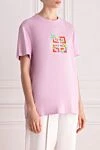 Givenchy T-shirt for women pink - brand logo. 100% cotton. Country of manufacture: Italy. Care: specialized cleaning - photo 3