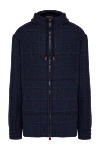 Kiton Men's sporty blue jacket - check pattern. hood. 74% wool, 15% linen, 8% polyamide. zipper, drawstring. two side pockets. Country of manufacture: Italy. Care: specialized cleaning - photo 1