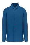 Kiton Men's blue linen shirt - brand logo. 100% linen. buttons . one chest pocket. Country of manufacture: Italy. Care: specialized cleaning - photo 1