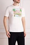 MC2 Saint Barth White cotton T-shirt for men - landscape drawing. 100% cotton. Country of manufacture: Italy. Care: specialized cleaning - photo 3