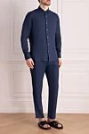 MC2 Saint Barth Blue linen walking suit for men - 100% linen. Closure: buttons. two side pockets on trousers. Country of manufacture: Italy. Care: specialized cleaning - photo 3