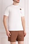 MC2 Saint Barth Men's white cotton T-shirt with print - clock pattern, brand logo. 100% cotton. one chest pocket. Country of manufacture: Italy. Care: specialized cleaning - photo 3