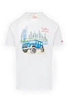 MC2 Saint Barth Men's white cotton T-shirt with print - drawing of a car against a city background. 100% cotton. Country of manufacture: Italy. Care: specialized cleaning - photo 1