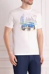 MC2 Saint Barth Men's white cotton T-shirt with print - drawing of a car against a city background. 100% cotton. Country of manufacture: Italy. Care: specialized cleaning - photo 3