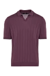 Barba Napoli Purple textured polo shirt with vertical ribbing (markdown) - Decoration: vertical stripes, contrast collar trim. Material: 100% silk. Country of manufacture: Italy. Care: specialized cleaning - photo 1