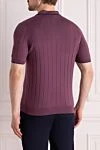 Barba Napoli Purple textured polo shirt with vertical ribbing (markdown) - Decoration: vertical stripes, contrast collar trim. Material: 100% silk. Country of manufacture: Italy. Care: specialized cleaning - photo 5