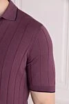 Purple textured polo shirt with vertical ribbing (markdown) Barba Napoli - Decoration: vertical stripes, contrast collar trim. Material: 100% silk. Country of manufacture: Italy. Care: specialized cleaning - photo 6