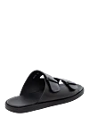 Doucal`s Black men's genuine leather flip-flops - Composition: 100% genuine leather. Closure: straps. Country of manufacture: Italy. Care: specialized cleaning - photo 3