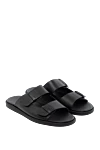 Black men's genuine leather flip-flops Doucal`s - Composition: 100% genuine leather. Closure: straps. Country of manufacture: Italy. Care: specialized cleaning - photo 4