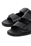 Doucal`s Black men's genuine leather flip-flops - Composition: 100% genuine leather. Closure: straps. Country of manufacture: Italy. Care: specialized cleaning - photo 5