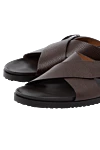 Doucal`s Men's brown flip flops made of genuine leather - 100% genuine leather. Country of manufacture: Italy. Care: specialized cleaning - photo 5