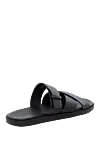 Doucal`s Men's black flip flops made of genuine leather - 100% genuine leather. Country of manufacture: Italy. Care: specialized cleaning - photo 3