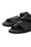 Doucal`s Men's black flip flops made of genuine leather - 100% genuine leather. Country of manufacture: Italy. Care: specialized cleaning - photo 5