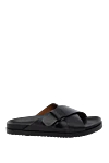 Doucal`s Men's black flip flops made of genuine leather - 100% genuine leather. Country of manufacture: Italy. Care: specialized cleaning - photo 1